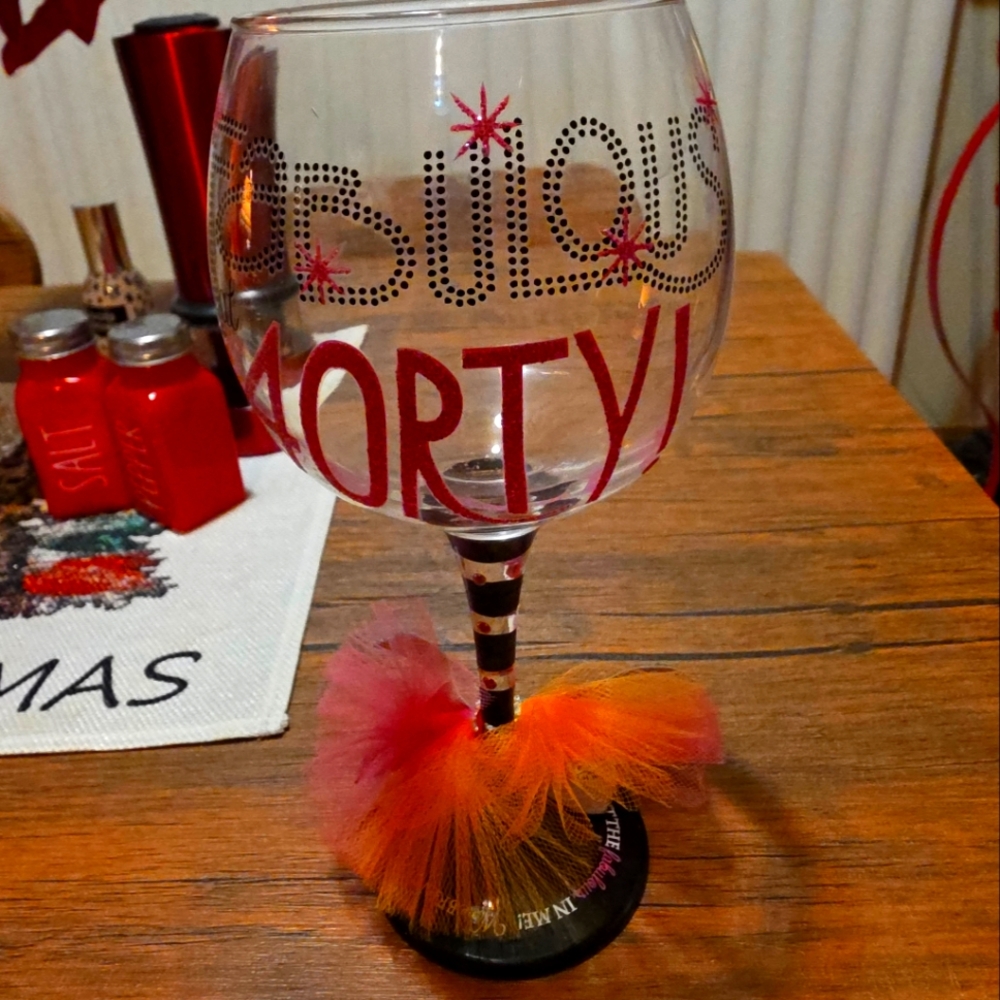 Fabulous Forty Wine Glass with Tulle